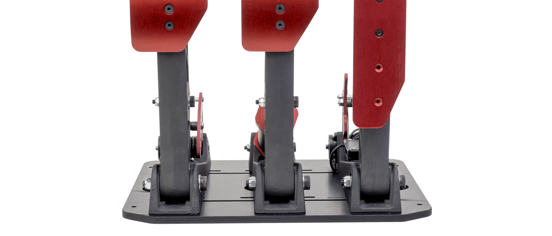Immagine raffigurante una delle periferiche Wave Italy, la pedaliera Wave Impetus con 3 pedali rossi. Image depicting one of the Wave Italy peripherals, the Wave Impetus pedalboard with 3 red pedals.